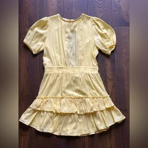 NWT yellow mini dress with puff sleeves!!!!